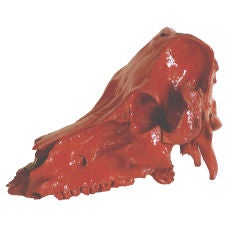 Red-Orange Glossy Painted Skull