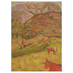 California Expressionist Landscape with Cows