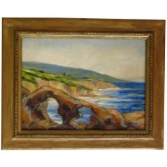 Mid Century Oil California Seascape