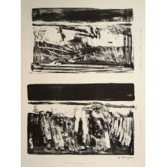 Large Abstract Expressionist Stone Lithograph, 1966