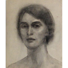 Clyde F. Seavey Charcoal Female Portrait, 1920-1930s