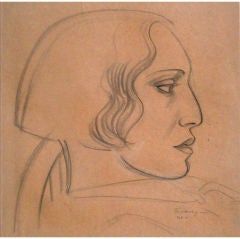 Clyde F. Seavey Drawing of Female Profile, 1920-1930s