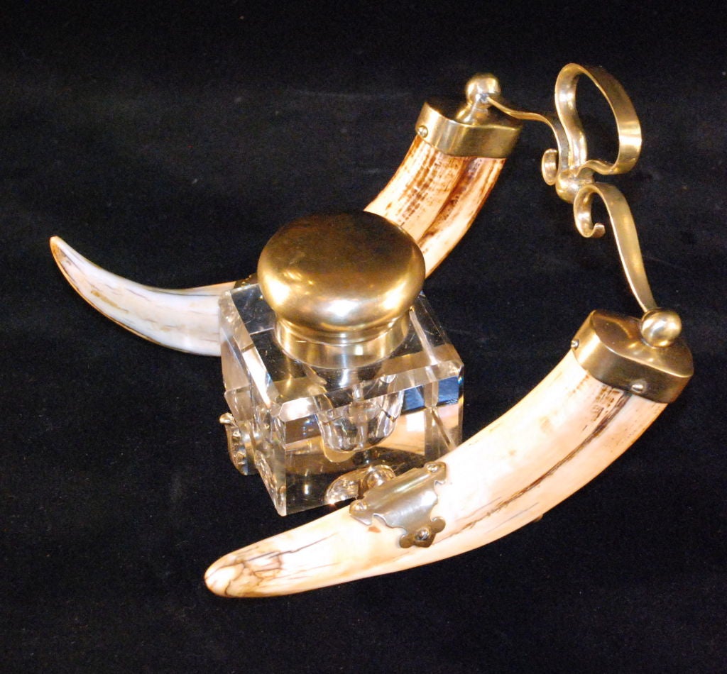 Antique English Hunt Inkwell