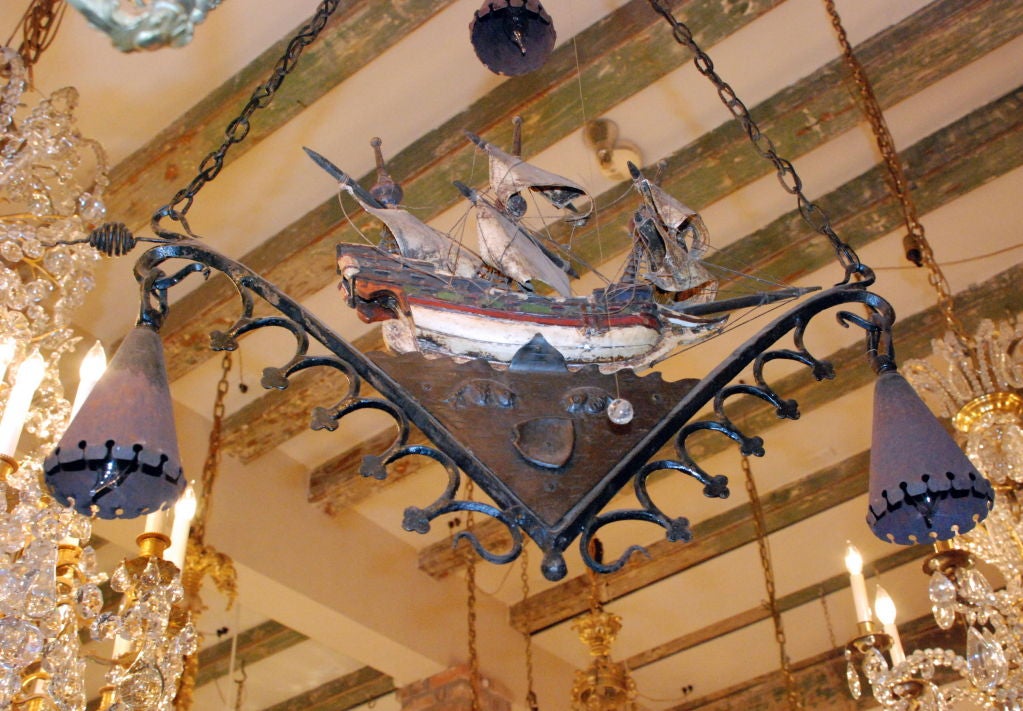 Antique French Tavern Chandelier