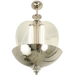 Vintage Nickel Deco Light with Frosted Glass