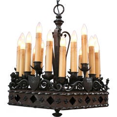 Exceptional 24-candle Iron Spanish Revival Chandelier