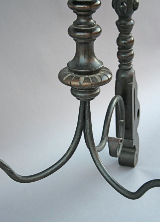 20th Century Unusual Triangular Spanish Revival Table w/Iron Stretcher