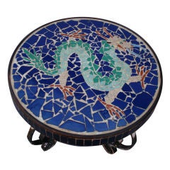 Model T Mosaic Tile Table with Dragon Motif