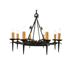 1920's Gothic-Influenced Iron Chandelier