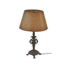Antique Griffin Table Lamp with Mica Shade