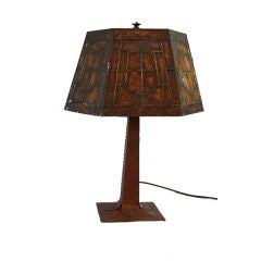 Hammered Copper Table Lamp w/ Original Mica Shade