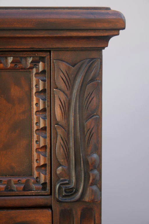 20th Century 1920's Carved and Burled Walnut Highboy Dresser