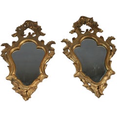 Pair of Small Italian Carved Gilt Mirrors