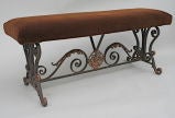 Wrought Iron Bench With Galleon Crest with Mohair Covering