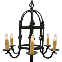 Antique 1920's Wrought Iron 6-Light Spanish Revival Chandlier