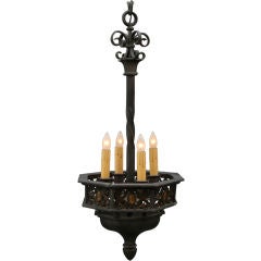 Spanish Revival Iron Chandelier, circa 1920
s