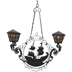 Intricate Spanish Revival Galleon Chandelier