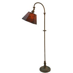 Vintage Bridge Lamp with Mica Shade