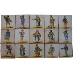 Set of 15, 19th Century Spanish Tiles