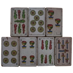 Set of Seven, 19th Century Tiles with Playing Card Motif Set of Seven, 19th Century Tiles with Playing Card Motif