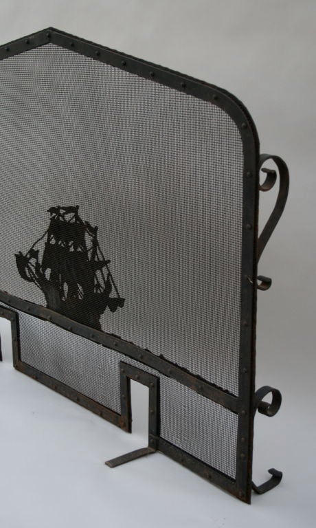 1920's Spanish Revival Fire Screen w/Sailing Galleon