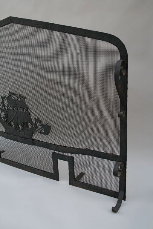 1920's Spanish Revival Fire Screen w/Sailing Galleon 1