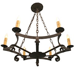 Large and Simple 6-Light Spanish Revival Chandelier