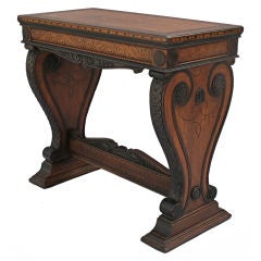 Italian Style Carved And Inlaid Side Table