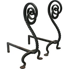Pair of Wrought Iron Andirons