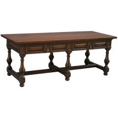 Large Carved Walnut Library Table