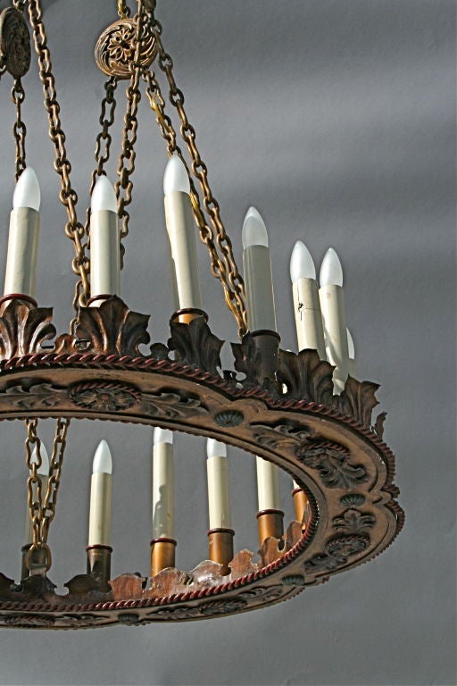Large-scale 1920's Polychromed Chandelier