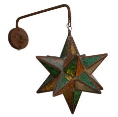 Vintage Stained Glass "Moravian Star" Electrified Lantern