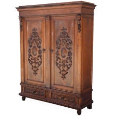 Highly Carved Walnut Armoire