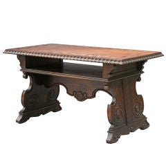 Carved Spanish Revival Walnut Coffee Table