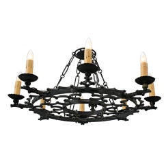 Large Iron Chandelier w/Spanish Clover Motif