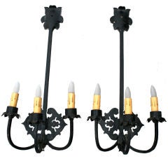 Large Pair of Iron Spanish Revival Sconces