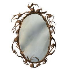 Whimsical Gilt Iron Seashell Mirror
