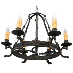 Wrought Iron Chandelier with Spanish Clover Motif
