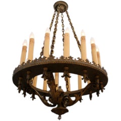 Large, Gilded Spanish Revival 16-Light Chandelier