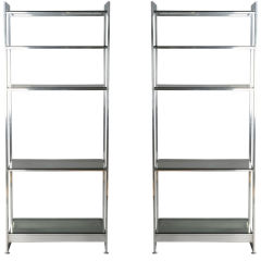 PAIR Chrome and smoked glass etagere