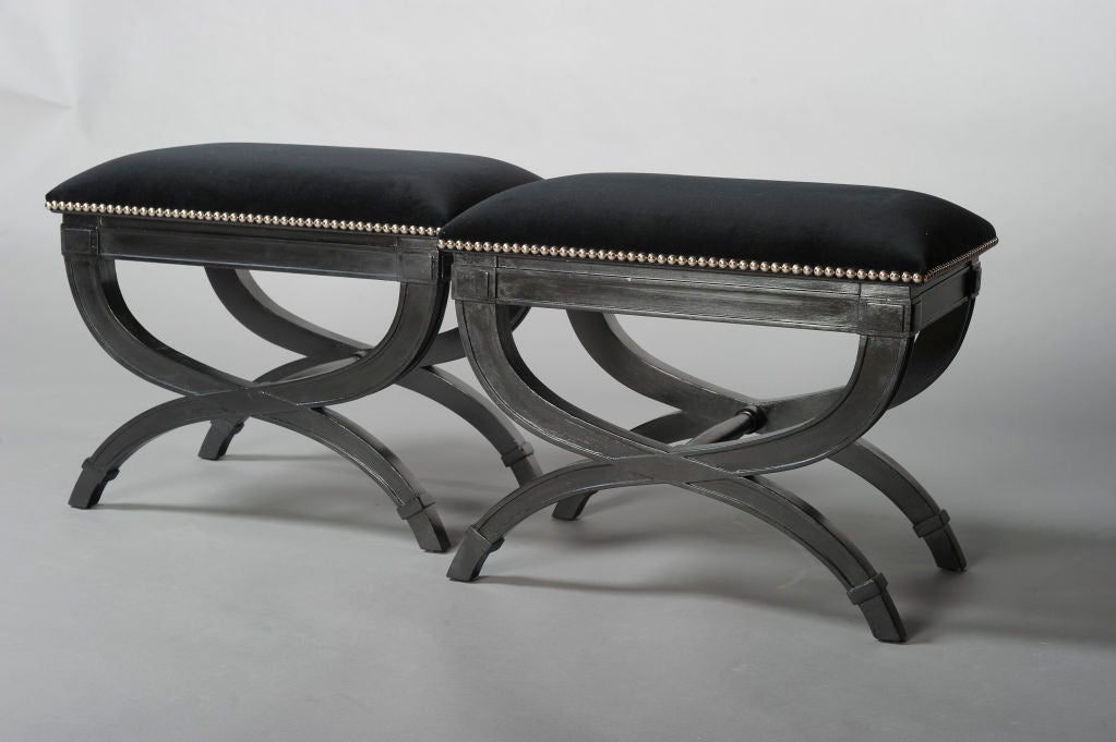 Mid-20th Century Pair of X Benches