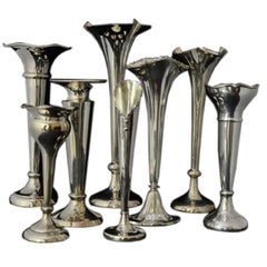 8 English Sterling Silver Vases