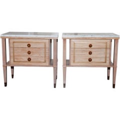 Pair of Grosfeld House Marble Top Night Stands