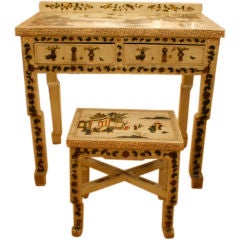 1900s chinoiserie  dresser/writing desk with matching seat