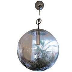 Early 60s Globe Blown Glass Murano Ceiling Light