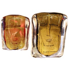 Two unique blown glass "block" sculptures by Luigi Benzoni