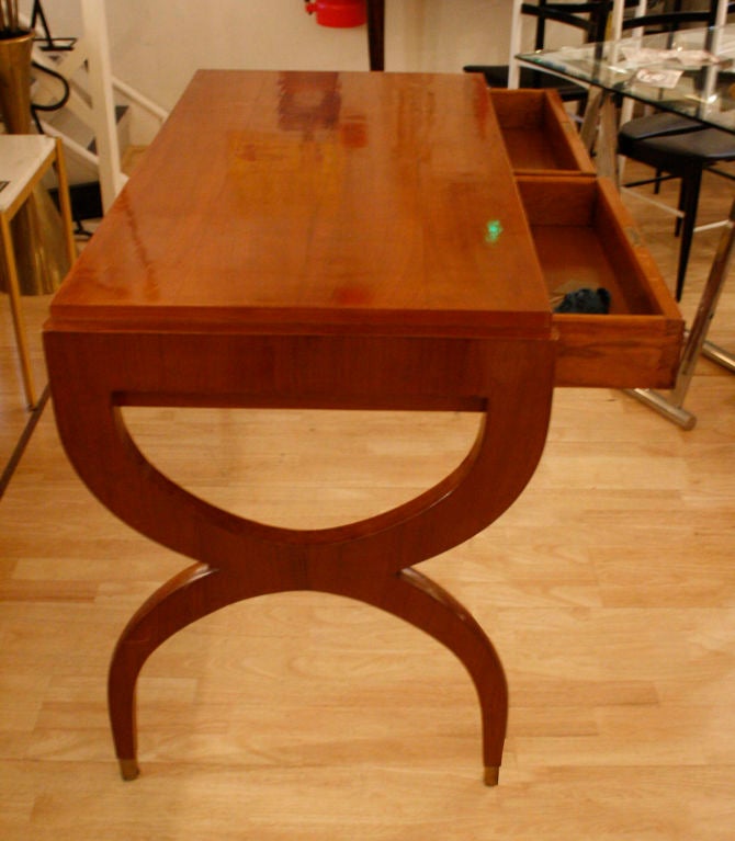 Wood Writing desk/console table designed by Paolo Buffa For Sale