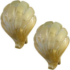 A Pair of Seguso Murano Shell Shaped  Sconces