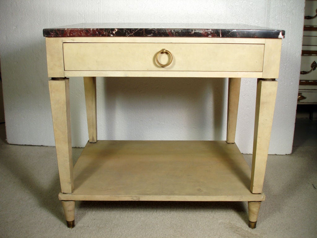 Pair of Stamped Maison Jansen Parchment End Tables In Good Condition In Stamford, CT