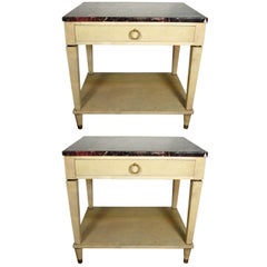 Pair of Stamped Maison Jansen Parchment End Tables